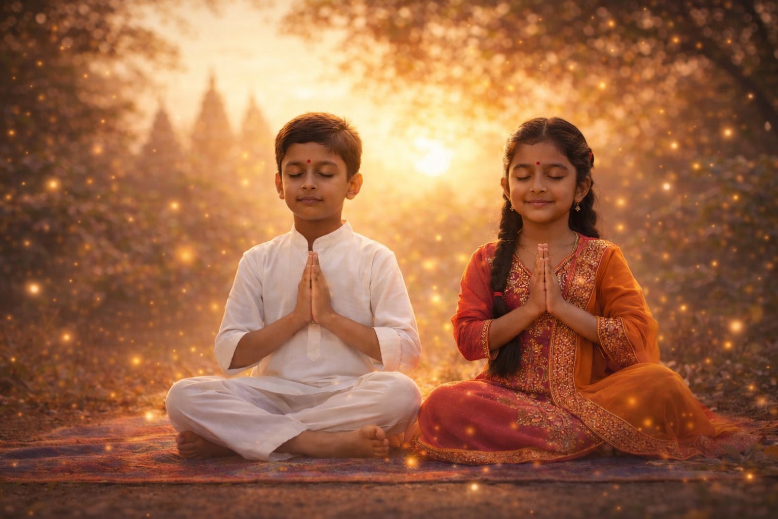 Children in peaceful meditation
